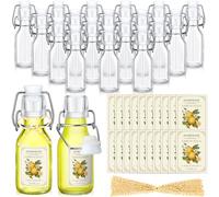 Havawish 20 Sets 4 oz Limoncello Bottles Swing Top Glass Bottles for Limoncello Homemade Clear Flip Top Beer with Airtight Cap Lids Labels for Home Brewing Wedding Baby Shower Party Favors