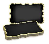 Havawish 24 Pcs 9" x 13" Black Disposable Paper Serving Trays and Platters Food Platters for Parties White Trays Cupcake Platter Bandejas Decorativas para Fiestas for Birthday Party Weddings