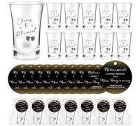 Havawish 25 Sets Retirement Party Favors for Guests 1.2 oz Cheers to Retirement Shot Glasses Acrylic Clear Shot Cups with Thank You Tags Organza Bag Retirement Decoration Gifts for Retired Men Women