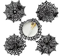 Havawish 50 Pcs Halloween Spider Web Placemats 13" Black Spiderweb Placemat Disposable Hollow Out Halloween Spider Paper Table Place Mats for Dining Kitchen Halloween Table Decoration Party Supplies
