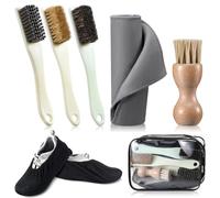 Havawish 7 Pcs Shoe Cleaning Brush Kit Bowling Shoe Brush Polish Brushes Suede Cleaner Brush Boot Shoe Covers Microfiber Shoe Cloth with Carrying Bag Bowling Accessories for Shoe