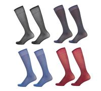 HAVBX Mens Ultra thin Silk Socks Striped Nylon Sheer Dress Socks For Summer Mid Calf, 4pairs-black+navy Blue+blue+burgundy, One Size