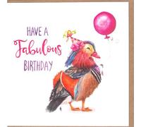 Have a Fabulous Birthday Card - Hand-Painted Mandarin Duck Design by Citrus Bunn - Blank Inside for Your Own Message - Printed in the UK - Eco-Friendly FSC Card with Envelope