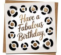 Have a Fabulous Birthday Card, Vinyl Record Music Design, 145mm x 145mm Square Greeting Card with Kraft Envelope for Him Her Friend
