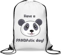 Have A Fantastic Day Cute Panda Pun Graphic Gym Sack Casual Drawstring Bag White
