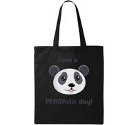Have A Fantastic Day Cute Panda Pun Graphic Natural Ecological Cotton Tote Bag Black