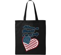 Have A Great 4th Of July United States Flag Love Heart Graphic Natural Ecological Cotton Tote Bag Black