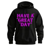 Have a Great Day Hoodie with Middle Finger Skeleton Graphic-Funny Sweatshirt,Unisex Cotton Hooded Sweatshirt (Black/Purple,L)