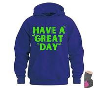 Have a Great Day Hoodie with Middle Fingers, Street Style Fashion, Fun and Quirky, Suitable for Both Men and Women (Navy/Lime Green,4XL)