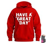 Have a Great Day Hoodie with Middle Fingers, Street Style Fashion, Fun and Quirky, Suitable for Both Men and Women (Red/White,10XL)