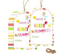 Have A Great Summer Gift Tags with String 50 Pack Happy Hello Summer Name from Tags 2 x 3.5 Inch End of School Year Cads Summer Party Gift Tag for Party Decor