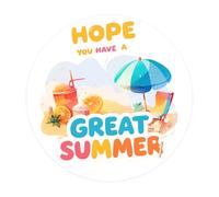Have A Great Summer Stickers,2 Inch Round Beach Sunset Sticker Hello Summer Stickers for Envelope Seals,Gift Cards, Bags, Small Business, Hawaii Tropical Luau Party Favors(500Pcs/Roll)