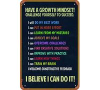 Have A Growth Mindset Student Welcome Learning Motivational Classroom Educational Homeschool Teacher Chart Display Supplies Teaching Aide Metal Tin Signs Room Stuff Wall Decor Sign 8x12 Inch