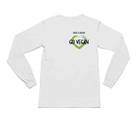 Have a Heart Go Vegan Organic Cotton (Unisex) Vegan Long Sleeve T-Shirt Large/White