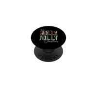 Have A Holly and Jolly Merry Christmas Leopard Buffalo Plaid PopSockets Adhesive PopGrip