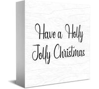 Have A Holly Jolly Christmas Wooden Box Sign Decorative Funny Office Home Decor Rustic Farmhouse Square Desk Decor Sign For Shelf 5 X 5 Inches