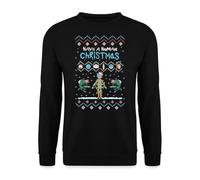 Have a Human Christmas Rick Morty Ugly Christmas Sweater Jumper, black, L