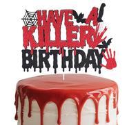 Have a Killer Birthday Cake Topper, 5.9x4.33in Glitter Halloween Horror Happy Birthday Cake Decorations for Horror Movie Zombie Vampire Theme Bloody Party Decor Supplies