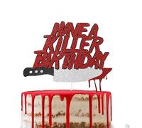 Have a Killer Birthday Cake Topper, Halloween Horror Birthday Cake pick with Bloody Weapons for Horror Movie Party Halloween Zombie Vampire Party Decorations