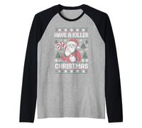 Have A Killer Christmas Funny Skull Santa Christmas Raglan Baseball Tee