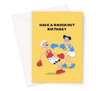 Have A Knockout Birthday Greeting Card | Boxing Joke Birthday Card For Boxer, Boxing Fan, Brother, Dad, Boyfriend, Husband, Him, Boxing Themed Birthday Cards, Sports Themed Birthday Cards