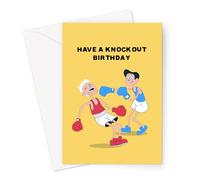 Have A Knockout Birthday Greeting Card | Boxing Joke Birthday Card for Boxer, Boxing Fan, Brother, Dad, Boyfriend, Husband, Him, Boxing Themed Birthday Cards, Sports Themed Birthday Cards