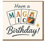 Have a MAGIC Birthday Card - Playing Cards Theme with King Illustration and Star Burst - Fun Retro Magician & Card Gamer Birthday Greeting for Him or Her