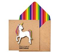 Have A Magical Birthday Unicorn Handmade Greeting Card with Rainbow Envelope