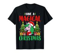 Have A Magical Christmas Unicorn Santa Hat Xmas Holiday T-Shirt