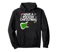 Have A Rockin' Christmas, Electric Guitar Guitarist (Green) Pullover Hoodie
