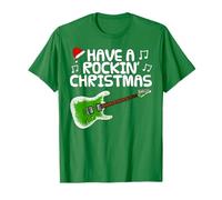 Have A Rockin' Christmas, Electric Guitar Guitarist (Green) T-Shirt