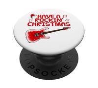 Have A Rockin' Christmas, Electric Guitar Teacher Guitarist PopSockets Adhesive PopGrip