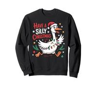 Have A Silly Christmas Funny Goose Santa Lights X-Mas Sweatshirt