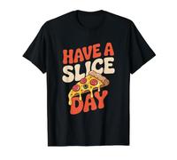 Have a Slice Day Cheesy Pizza Design Value Graphic T-Shirt, Men, Black, L