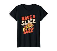 Have a Slice Day Cheesy Pizza Design Value Graphic T-Shirt, Women, Black, M