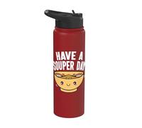 Have A Souper Day Cute Kawaii Soup Pun Fun Stainless Steel Insulated Water Bottle