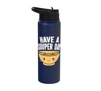 Have A Souper Day Cute Kawaii Soup Pun Fun Stainless Steel Insulated Water Bottle