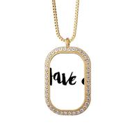 Have A Stylish Quote Handwrite Necklace Pendant Diamond Crystal Golden Jewelry