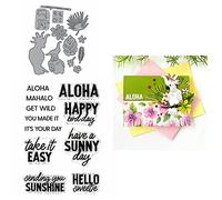 Have A Sunny Day Sending You Sunshine Hello Aloha Happy Birthday Parrot Tropical Leaves Metal Cutting Die and Clear Stamp Set for Scrapbooking Embossing Craft Stencil Card-Making DIY Gift Card Album