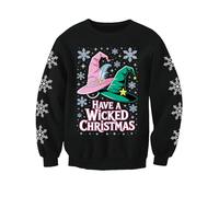 Have A Wicked Christmas Adults Christmas Jumper Sweatshirt (UK, Alpha, M, Regular, Regular) Black