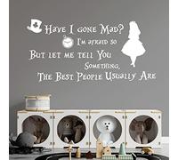 Have I Gone Mad?... Alice in Wonderland, Mad Hatter Children's Book Quote Decal Wall Sticker [Large] [White]