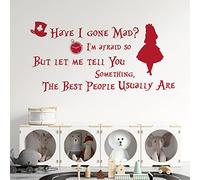 Have I Gone Mad?... Alice in Wonderland, Mad Hatter Children's Book Quote Decal Wall Sticker [Medium] [Cherry]