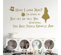 Have I Gone Mad?... Alice in Wonderland, Mad Hatter Children's Book Quote Decal Wall Sticker [Medium] [Gold]