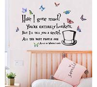 Have I Gone Mad Wall Sticker, Quote Bible Sign Saying Butterfly Art Vinyl Wall Decal, LINYAPRY Inspirational Lettering Home Decor for Bedroom Living Room Office (Butterfly3)
