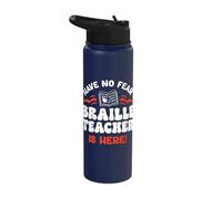 Have No Fear Braille Teacher is Here Blind Awareness Stainless Steel Insulated Water Bottle