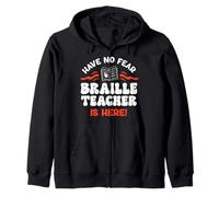 Have No Fear Braille Teacher Is Here Blind Awareness Zip Hoodie