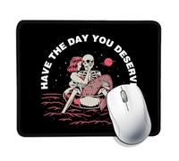 Have The Day You Deserve, Funny Mouse Pad (Square), Comfortable and Non-Slip, Playful Skull and Mermaid Pattern, Suitable for Laptop Gaming, Gift for Friends, Lovers, Homework and Office