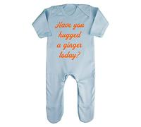 Have You Hugged A Ginger Today Question Statement Baby Romper Jumpsuit with feet, 0-3 Months, Pastel Blue