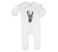 Have Yourself a Merry Little Christmas Deer Outline [BCX] Baby Romper Jumpsuit with feet, 0-3 Months, White
