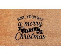 Have Yourself A Merry Little Christmas Door Mat Garage Entryway Christmas Party Natural Doormat with Heavy Duty Xmas Outdoor Decor Welcome Mat for Floor Back Door_20 x 32 Inches